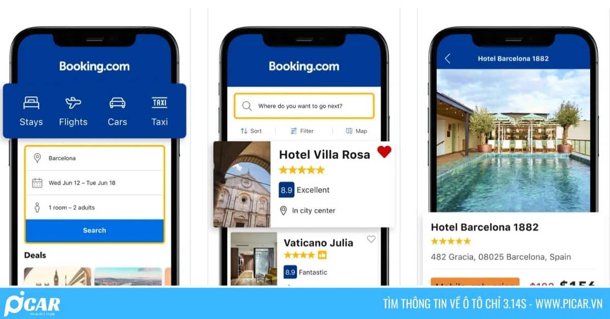 App thuê xe tự lái booking come App thuê xe tự lái booking com